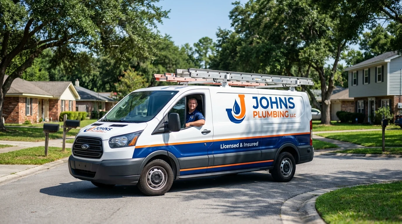 Johns Plumbing LLC service van in Uncasville, CT