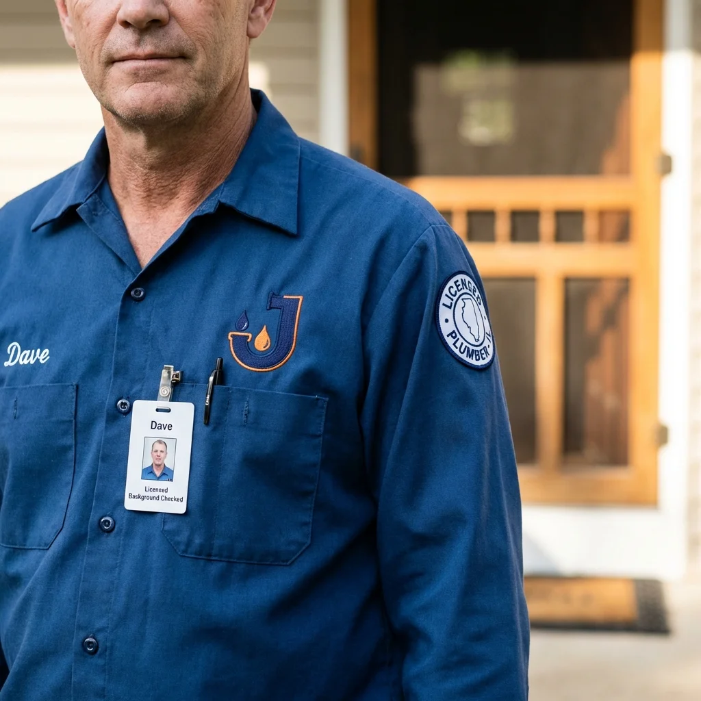 Licensed plumber showing ID badge in Uncasville, CT