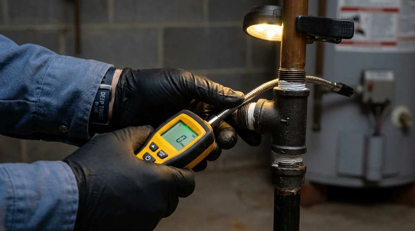Gas leak detection with electronic sniffer by Johns Plumbing LLC in Uncasville