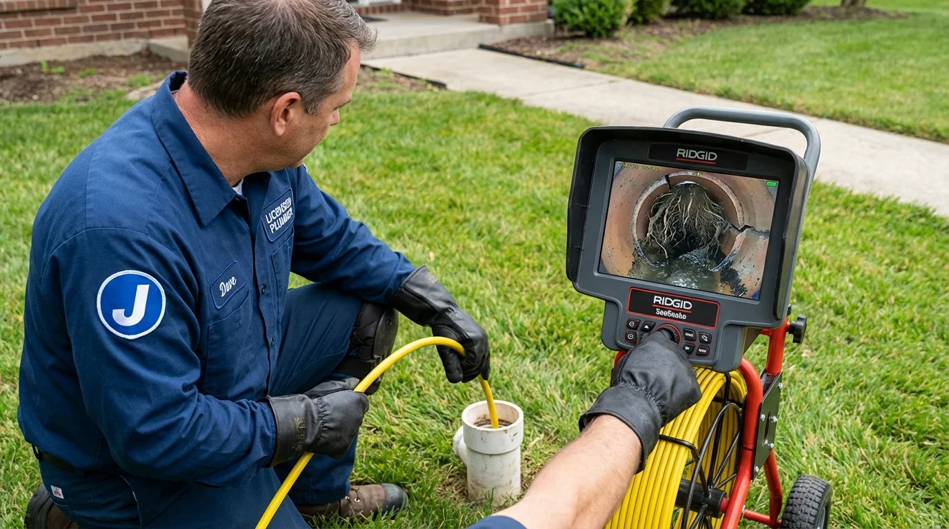 Sewer camera inspection being performed by Johns Plumbing LLC in Uncasville
