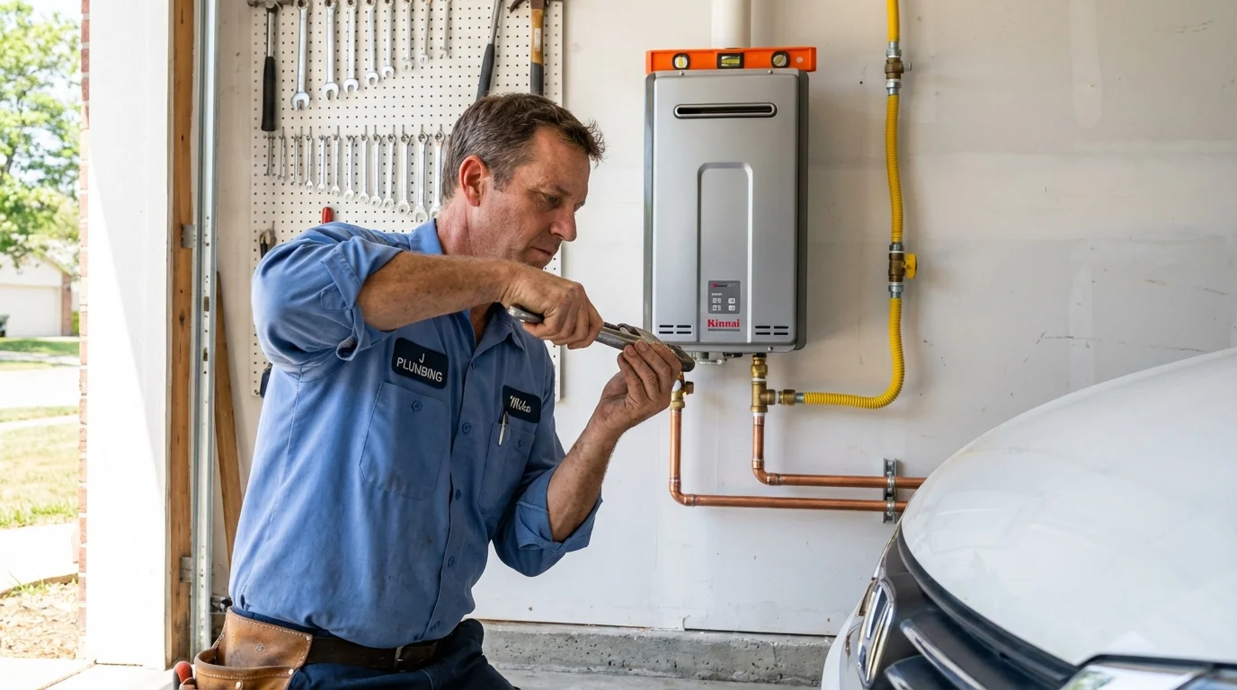 Tankless water heater installation by a Johns Plumbing LLC plumber in Uncasville